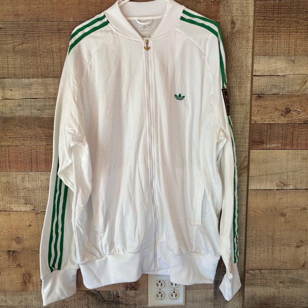NWT Adidas White/Green Trefoil Track Set – Large Jacket / XL Pants – Never Worn